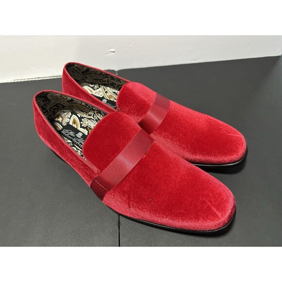 After Midnight Mens Red Velvet Slip-On Loafer Dress Formal Shoes 6660 Size 12 - Picture 1 of 10